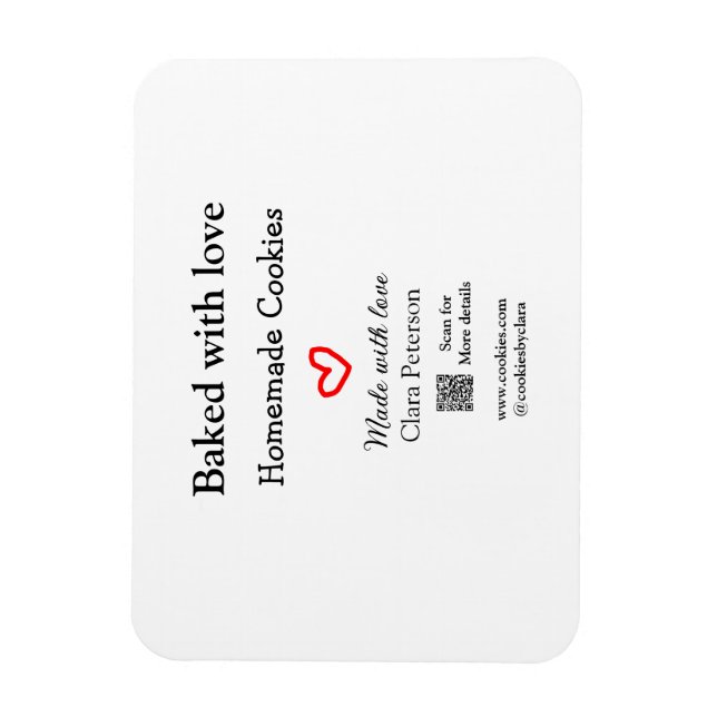 Magnet Flexible Cuit avec amour maison cookies ajouter QR fait ave (Vertical)