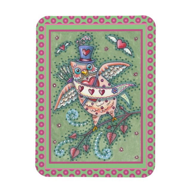 MAGNET FLEXIBLE CUPIDON CHOUETTES ET COEURS VALENTIN CHOUETTE WHIM (Vertical)