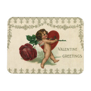 Magnet Flexible Cupidon victorien vintage de la Saint-Valentin, ro