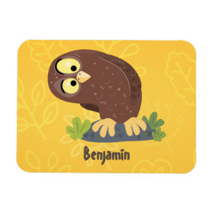 Magnet Flexible Curieux et drôle dessin animé de chouette brune