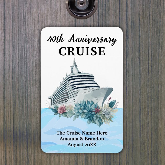 Magnet Flexible Custom 40th Anniversary Cruise Cabin Door (Custom 40th Anniversary Cruise Cabin Door Magnet
)