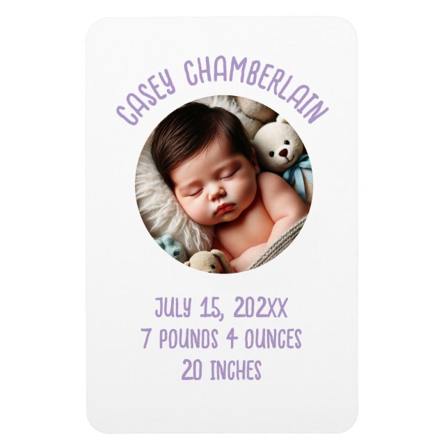 Magnet Flexible custom photo newborn baby announcement (Vertical)