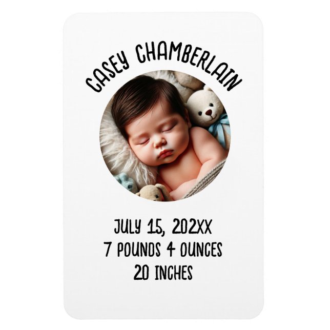 Magnet Flexible custom photo newborn baby announcement (Vertical)