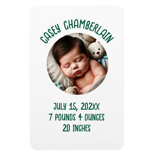 Magnet Flexible custom photo newborn baby announcement (Vertical)