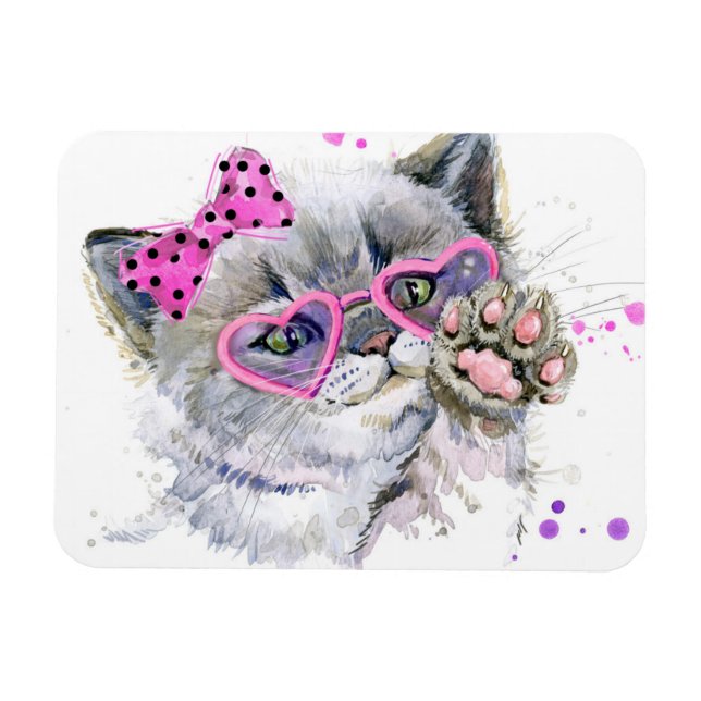 Magnet Flexible Cute Aquarelle Kitten (Horizontal)