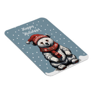 Magnet Flexible Cute Bear avec Beanie et Écharpe à l'automne de ne