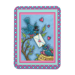 MAGNET FLEXIBLE CUTE BLUEBIRD SWEETHEARTS, INSÉPARABLE VALENTINE