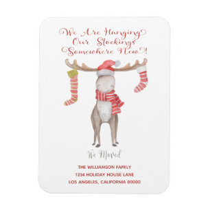 Magnet Flexible Cute Christmas Moose We've Moved Holiday Moving 
