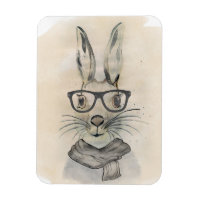 Cute drôle d'aquarelle lapin avec lunettes et écha