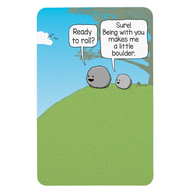 Magnet Flexible Cute et drôle Petite Boulder prêt à rouler Carré (Vertical)