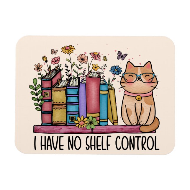 Magnet Flexible Cute Floral Livres et Chat (Horizontal)