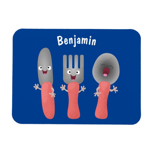Magnet Flexible Cute fourche couteau et cuillère dessin de couvert (Horizontal)