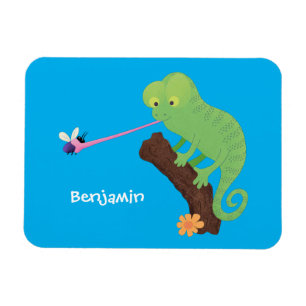 Magnet Flexible Cute funny green happy chameleon lizard cartoon