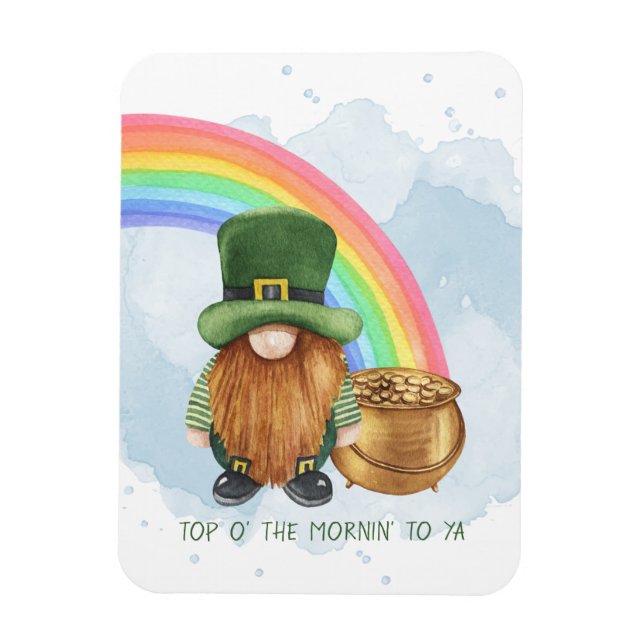 Magnet Flexible Cute Gnome Pot of Gold Custom St Patrick's Day (Vertical)