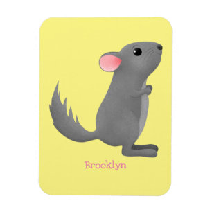 Magnet Flexible Cute grey chinchilla cartoon illustration 