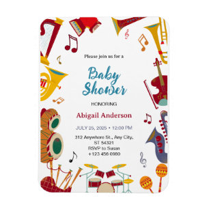 Magnet Flexible Cute Guitare Musical Baby shower unique Invitation