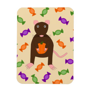 Magnet Flexible Cute Halloween Rat et Citrouille