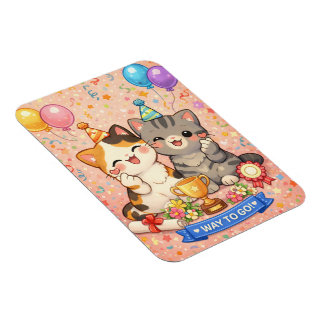 Magnet Flexible Cute Kawaii Cat Congratulations Card Party Kitten