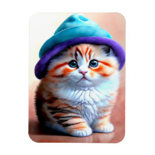 Magnet Flexible Cute Kitty Chat dans un Casquette OWN ART KITTEN a