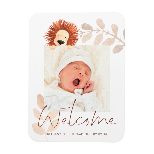 Magnet Flexible Cute Lion Baby Photo Keepsaké Faire-part de naissa (Vertical)