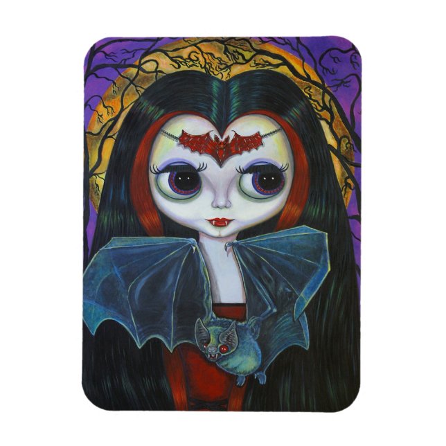 Magnet Flexible Cute Little Big Eye Vampire fille avec chauve-sour (Vertical)
