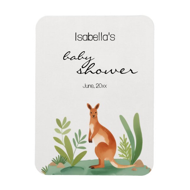Magnet Flexible Cute Little Watercolor Kangaroo Baby shower faveur (Vertical)