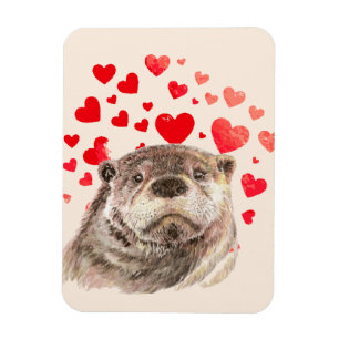 Magnet Flexible Cute Otter Coeurs Envoi Amour Animal