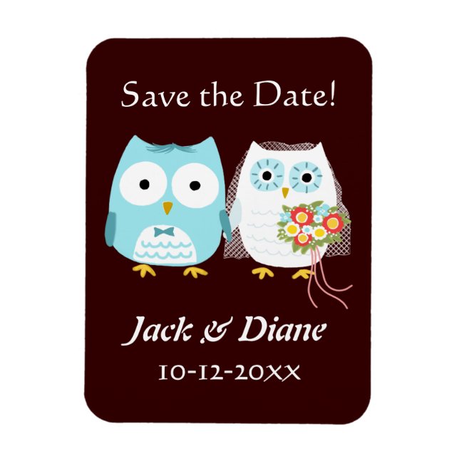 Magnet Flexible Cute Owls Mariage mariée et chambre Enregistrer la (Vertical)