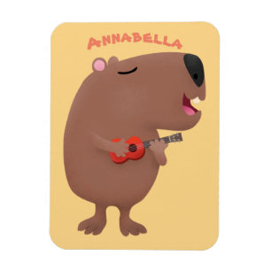 Magnet Flexible Cute singing capybara ukulele cartoon illustration