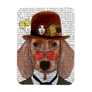 Magnet Flexible Dachshund avec Casquette Bowler Steampunk