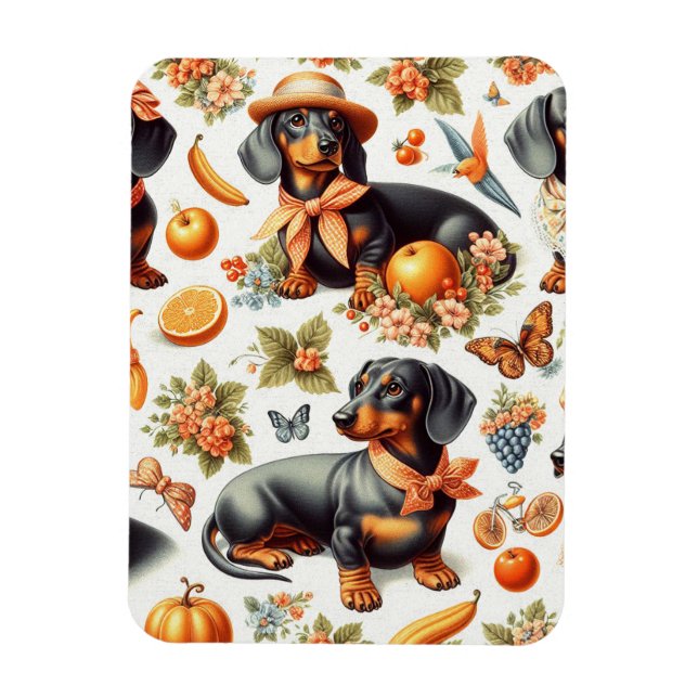 Magnet Flexible Dachshund vintage sans couture (Vertical)