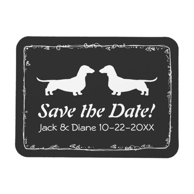 Magnet Flexible Dachshunds Mariage Enregistrer la date Aimant flex (Horizontal)