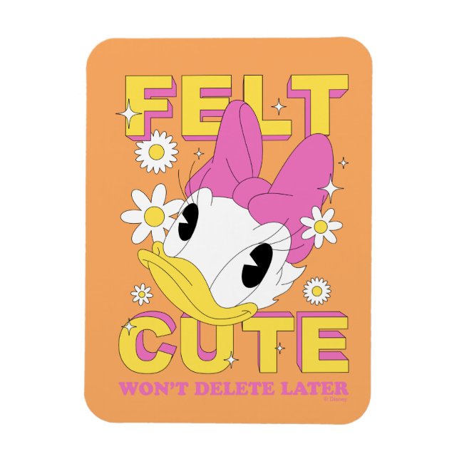 Magnet Flexible Daisy Duck "Felt Cute" Retro Floral Graphic (Vertical)
