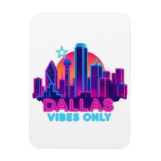 Magnet Flexible Dallas Vibes Only – Neon Skyline 1980s Synthwave A
