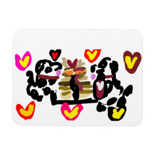 Magnet Flexible Dalmatiens mangeant des crêpes à la Saint-Valentin
