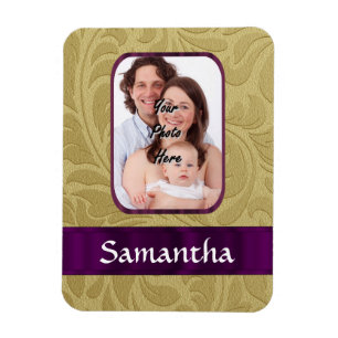 Magnet Flexible Damas d'or et ruban violet