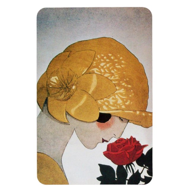 MAGNET FLEXIBLE DAME AVEC ROSE ROUGE (Vertical)