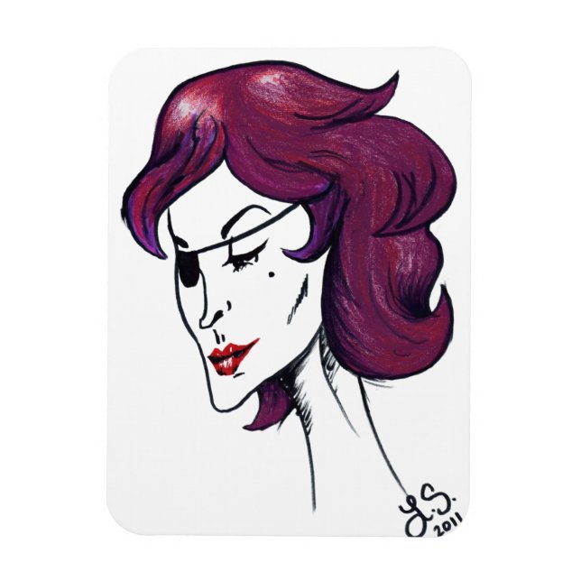 Magnet Flexible Dame pirate violette dessin animé Pop Art original (Vertical)