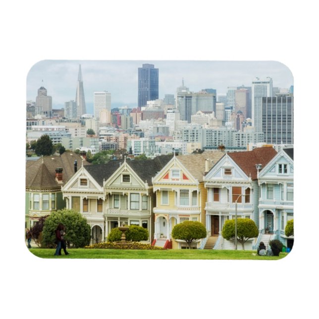 Magnet Flexible Dames peintes, maisons victoriennes et skyline (Horizontal)