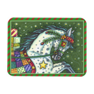 MAGNET FLEXIBLE DAPPLE GRAY DANS UN SEUL CHEVAL OUVERT SLEIGH, COL