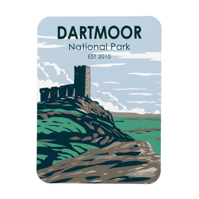 Magnet Flexible Dartmoor National Park Castle Ruines Angleterre (Vertical)