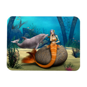 Magnet Flexible Dauphine sirène rêveuse Art de fantaisie sous-mari