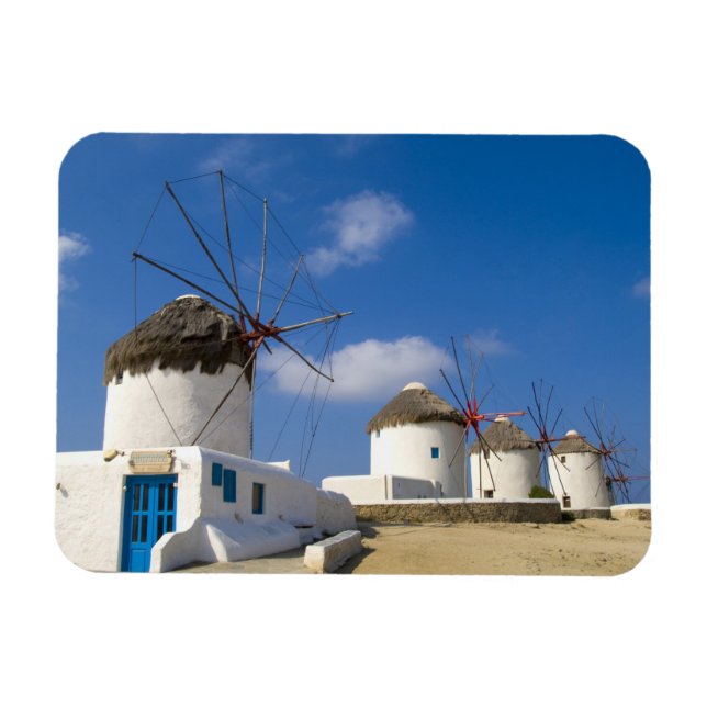 Magnet Flexible De beaux moulins à vent sur l'île de Mykonos, (Horizontal)