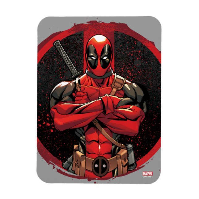 Magnet Flexible Deadpool dans le logo Paint Splatter (Vertical)