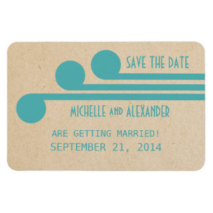 Magnet Flexible Déco Chic Enregistrer l'aimant de date, Turquoise