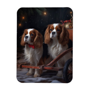 Magnet Flexible Décor de Noël Cavalier King Snowy Sleigh