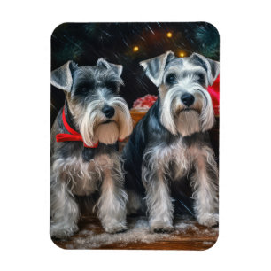 Magnet Flexible Décor de Noël Schnauzer Snowy Sleigh
