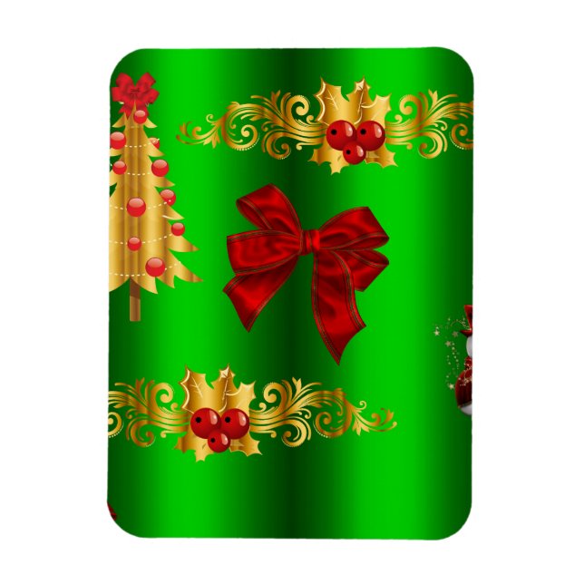 Magnet Flexible Décorations De Noël Sur Vert (Vertical)
