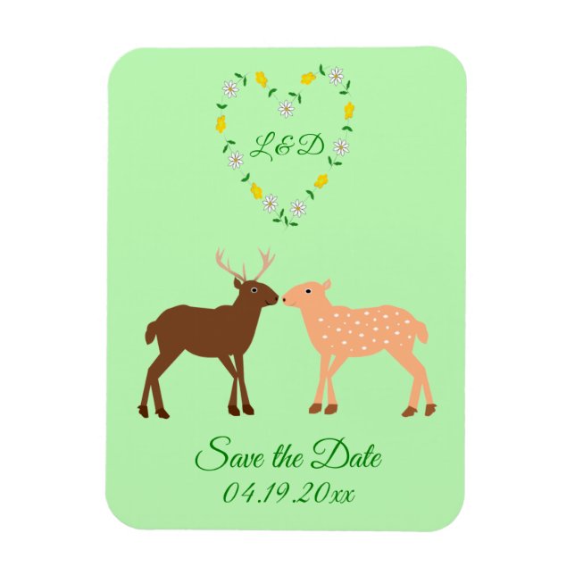 Magnet Flexible Deer Couple et Daisy Heart Custom Enregistrer la d (Vertical)
