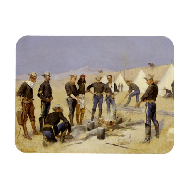 Magnet Flexible Déguster le boeuf de Noël dans un camp de cavaleri (Horizontal)